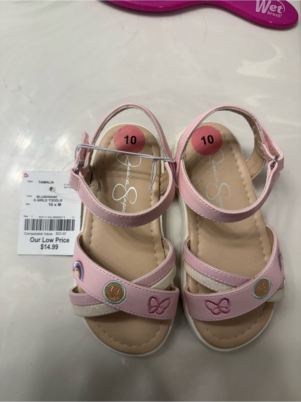 Jessica Simpson Light Pink Girls' Butterfly & Rainbow Toddler Sandals